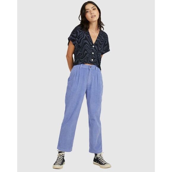 RVCA Pants - RVCA Women's Corduroy Pants Size 28 blue Pleated Straight Leg‎